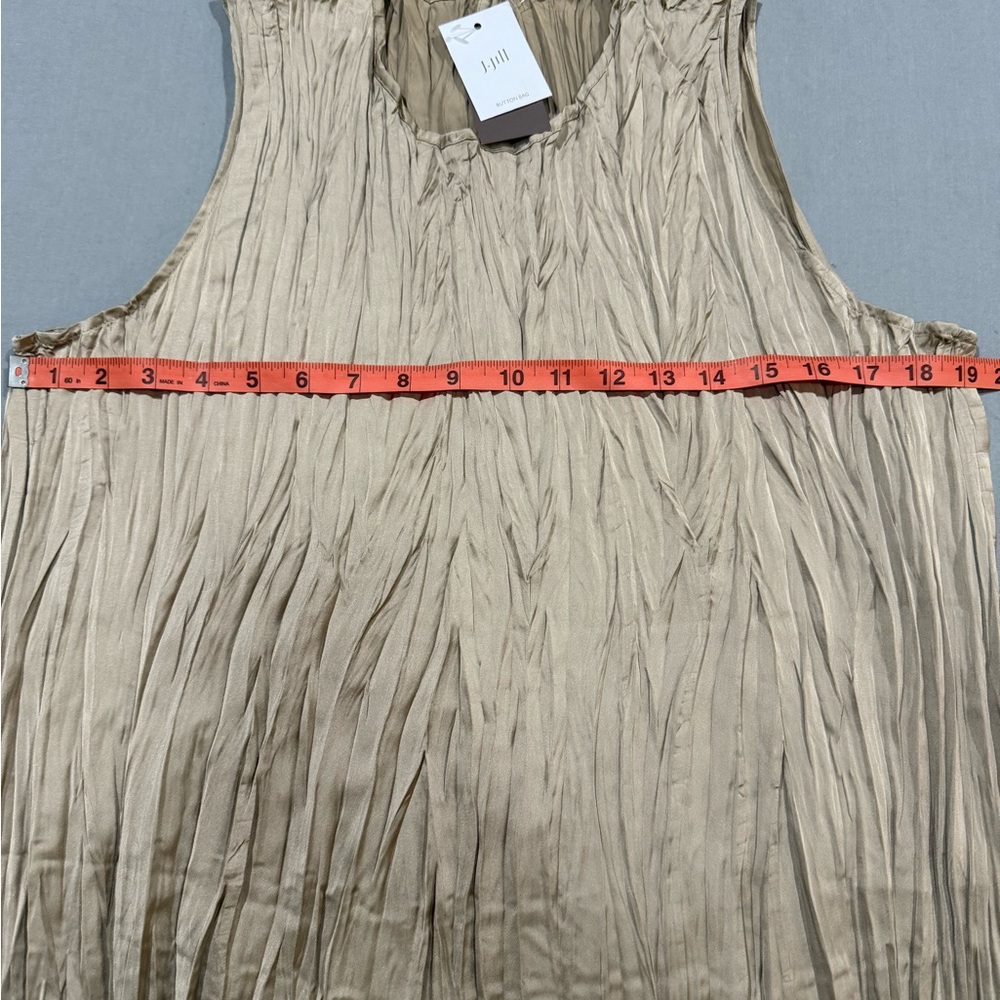 J. Jill Women Crinkled Sleeveless Dress in Mushroom Large - Picture 3 of 5